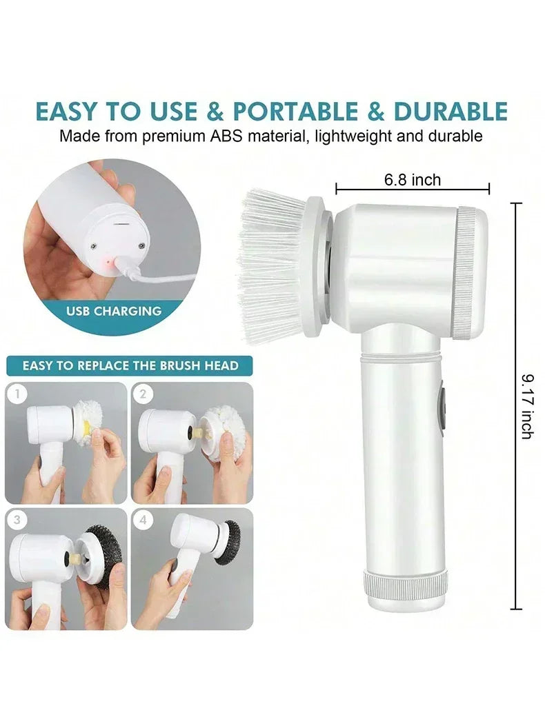 Cordless Electric Spin Scrubber (5-in-one Cleaning Brush)