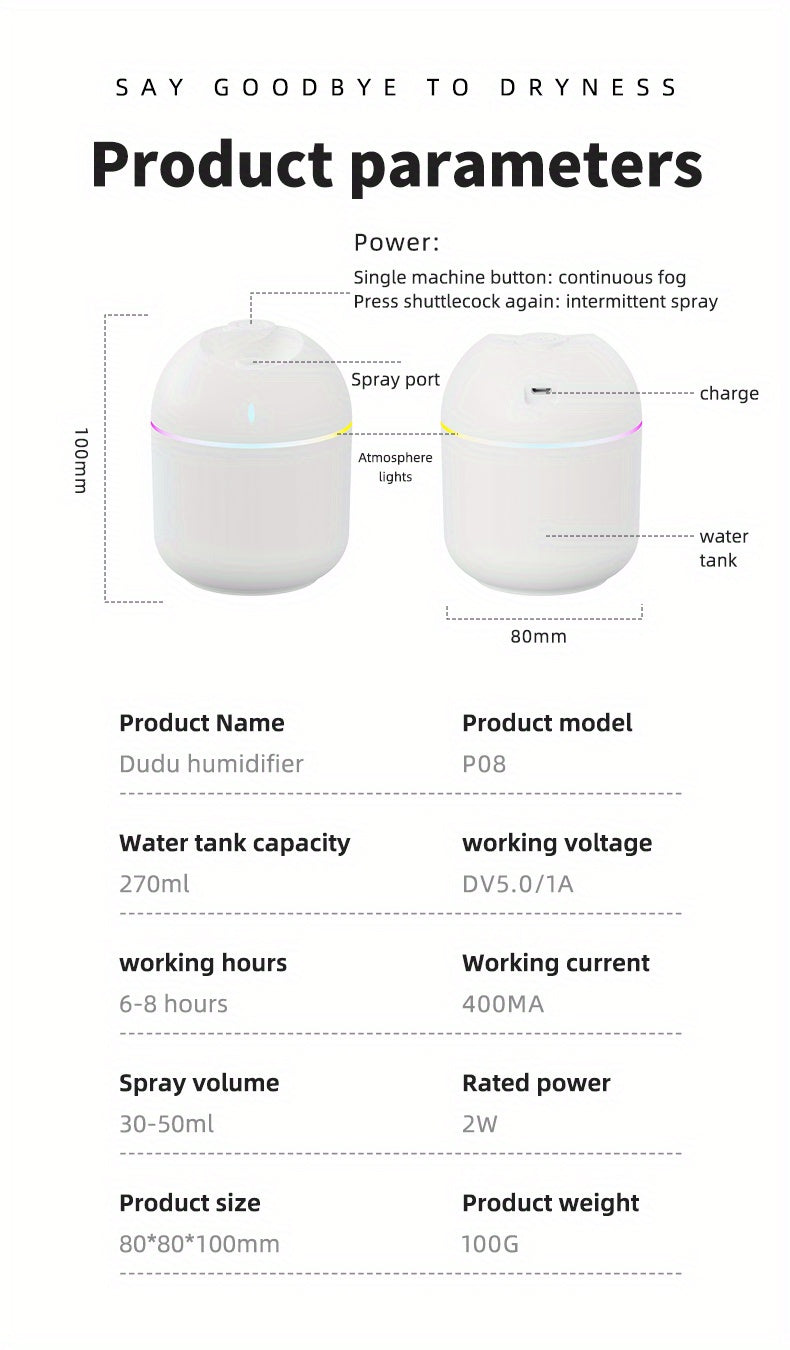 Mini Aroma Humidifier & LED Night Light